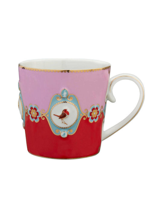 PiP Studio Love Birds Medallion Becher aus Porzellan Red-Pink 250ml