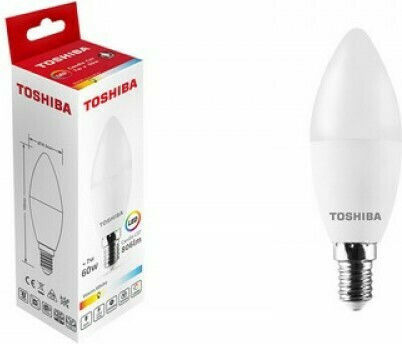 Toshiba N STD Λάμπα LED 7W για Ντουί E14 και Σχήμα C37 Θερμό Λευκό 806lm