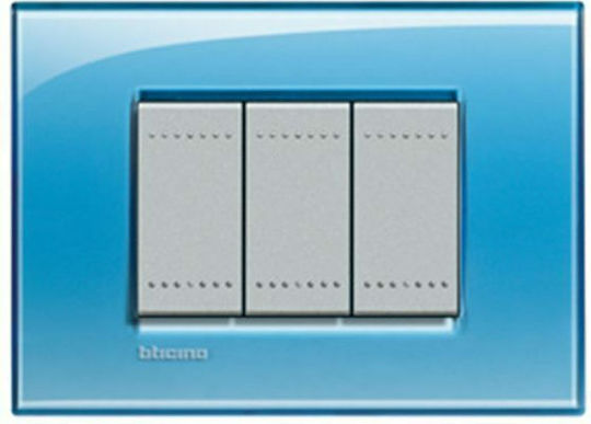 Legrand Bticino Living Light Switch Frame 3 Positions Horizontal Installation in Light Blue Color LNA4803AD