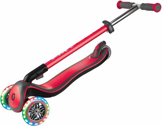 Globber Kids Scooter Foldable Elite Deluxe Lights 3-Wheel for 3+ Years Red