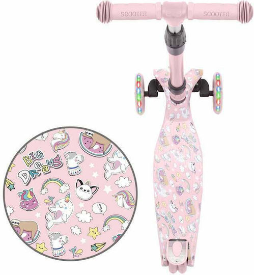 Kidwell Scuter Copii Pliabil Vento Unicorn 3 Roți Roz