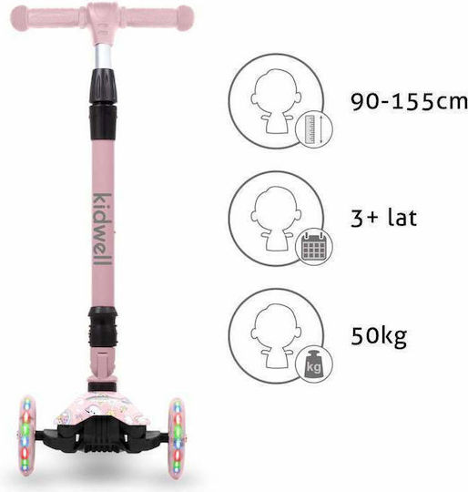 Kidwell Scuter Copii Pliabil Vento Unicorn 3 Roți Roz