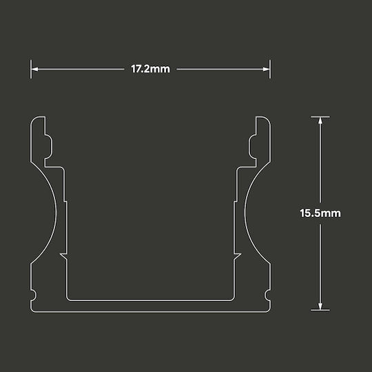 V-TAC Extern Aluminiumprofil für LED-Streifen mit Opal Abdeckung 200x1.7x1.5cm