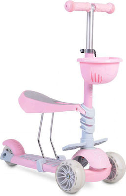 Moni Kids Scooter Bubblegum 3 in 1 3-Wheel with Seat for 3+ Years Pink