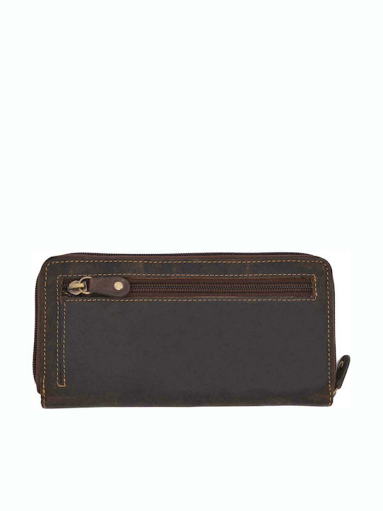 HU Large Leather Women's Wallet Classic Brown