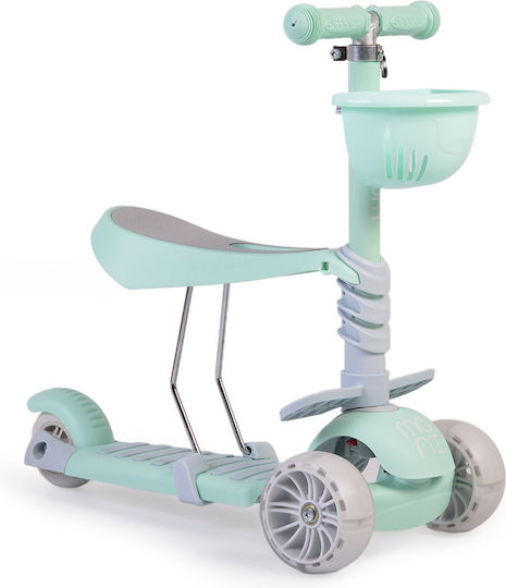 Moni Kids Scooter Bubblegum 3 in 1 3-Wheel with Seat for 3+ Years Green