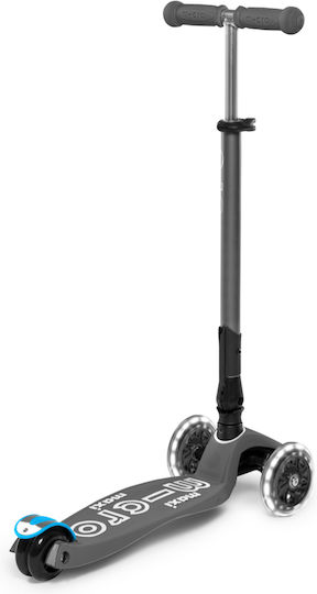 Micro Kids Scooter Foldable Maxi Deluxe Led 3-Wheel for 5+ Years Gray