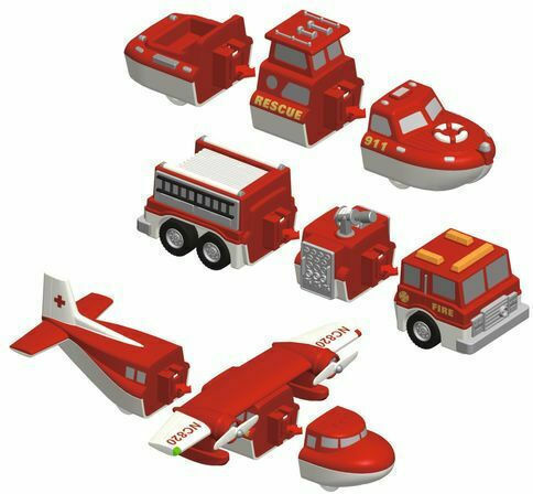 Popular PlayThings Μαγνητικό Παιχνίδι Κατασκευών Mix or Match Fire Trucks για Παιδιά 3+ Ετών