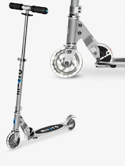 Micro Kids Foldable Scooter Sprite LED 2-Wheel for 6+ Years Silver