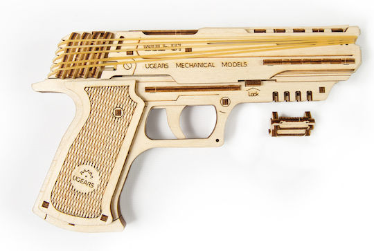 Ugears Παιχνίδι Κατασκευών Ξύλινo Handgun Wolf-01