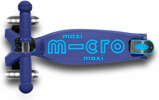 Micro Παιδικό Πατίνι Αναδιπλούμενο Maxi Deluxe Led Δίτροχο για 5+ Ετών Μπλε