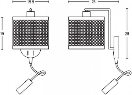 Zambelis Lights Modern Lamp Wall with Socket E27 and Switch Black 15.5x25x15.5cm