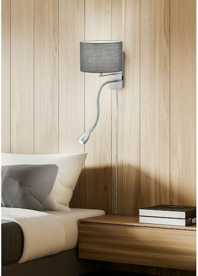 Trio Lighting Hotel Modern Lamp Wall with Socket E14 and Switch Gray 20x23.5cm