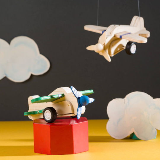 Stanley Jr Toys Παιχνίδι Κατασκευών Ξύλινo Pull Back Airplane για Παιδιά 5+ Ετών