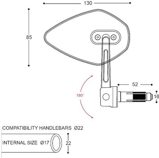Barracuda Καθρέπτες Μοτοσυκλέτας Καθρέπτες Skin X-Bar End B-Lux 2τμχ Μαύρο