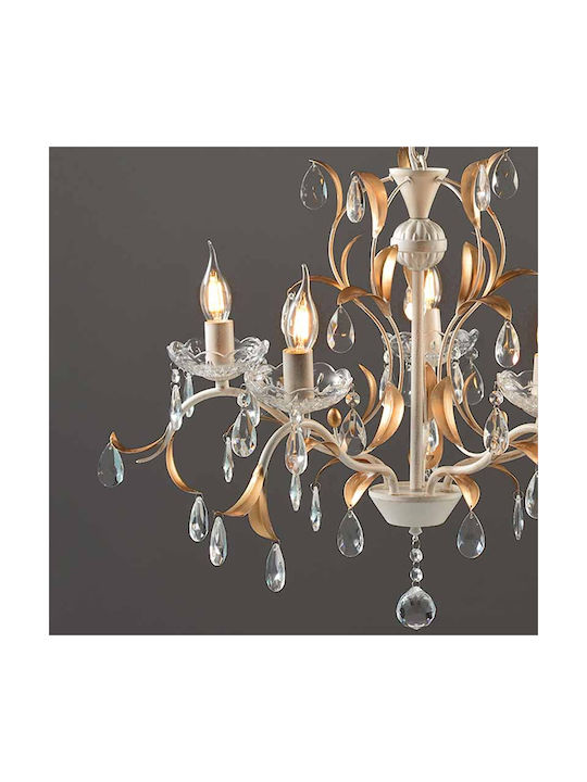 Aca Sardinia Chandelier Candlestick 5xE14 White DL9345PWG