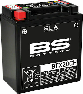 BS Μπαταρία Μοτοσυκλέτας SLA BTX20CH / YTX20CH με Χωρητικότητα 18.9Ah