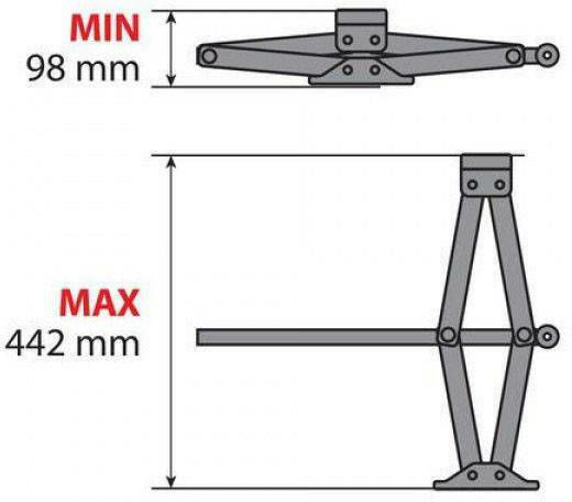 Lampa Hand Operated Scissor Jack with Lifting Capacity up to 44.2cm and Weight Capacity up to 2 Tons