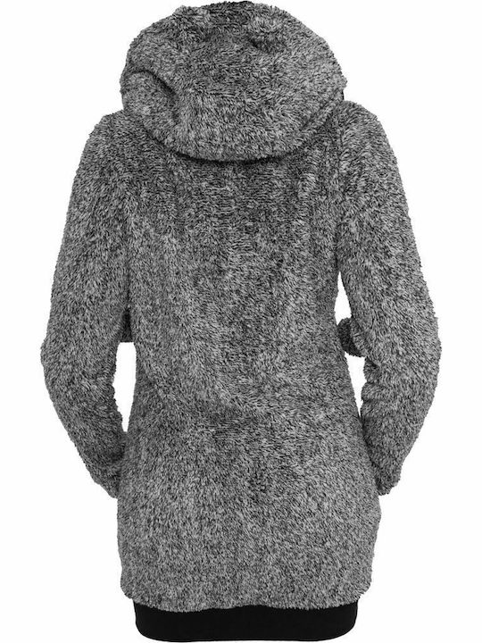 Long Women's Cardigan with Zipper Black/White