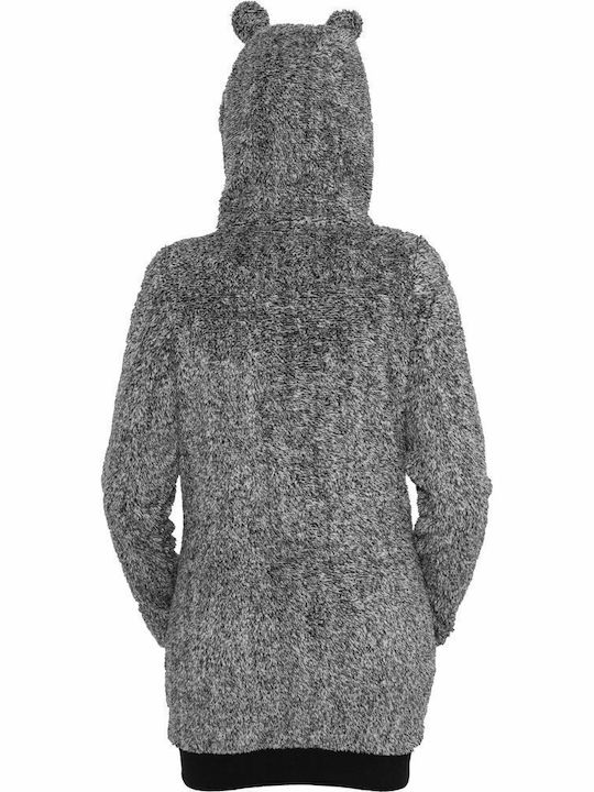 Long Women's Cardigan with Zipper Black/White