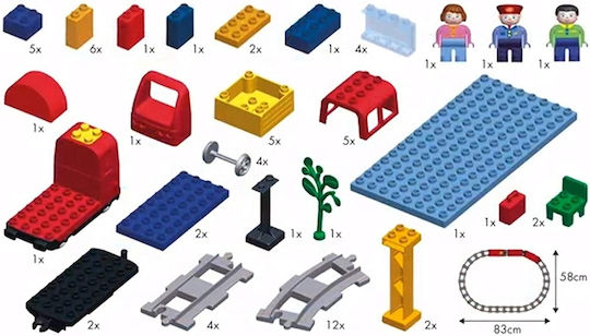 Androni Giocattoli Τουβλάκια Unico Plus Σετ Τρενάκι για 1.5-5 Ετών 68τμχ
