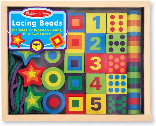 Melissa & Doug Educational Building Blocks Toy with Laces Wooden for 3+ Years 29 Pieces