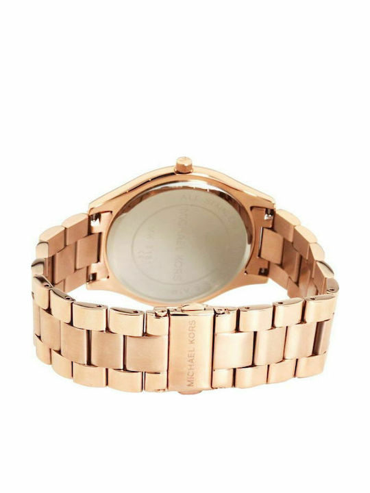 Michael Kors Runway Дамски Часовник 42mm Кварцов с Розово Златна Метална Верижка