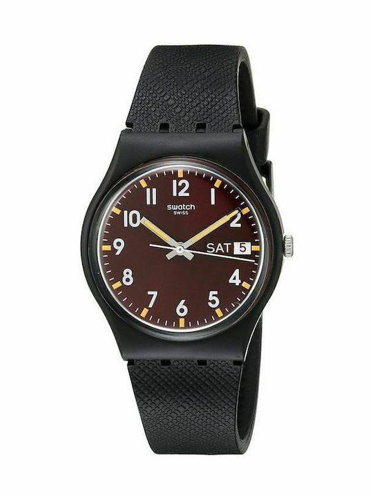 Swatch Swatch Γυναικείο Ρολόι 34mm Μπαταρίας με Μαύρο Καουτσούκ Λουράκι