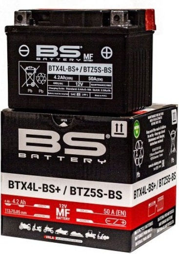 BS Maintenance Free Inchis Baterie Motocicleta YTX4L-BS cu Capacitatea 4.2Ah