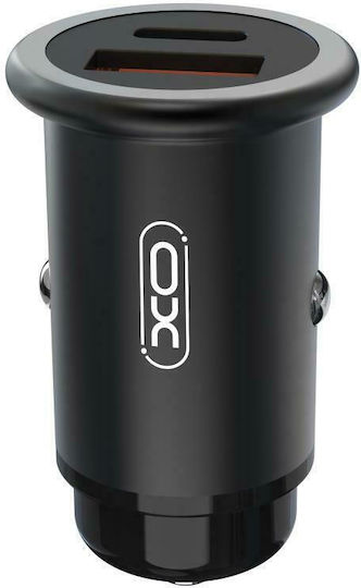 XO CC38 Auto Ladegerät 20W 3A Schnellladen mit Anschlüssen: 1xUSB-A 1xType-C Schwarz Farbe