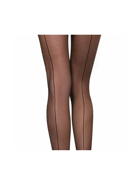 Donna BC 20 denim tights in Black with Line Design