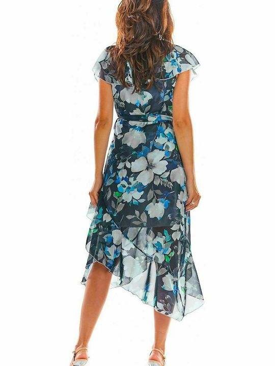 Awama Sommer Midi Kleid Blau