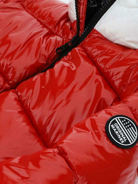 Kids' Quilted Jacket Short with Hood Red