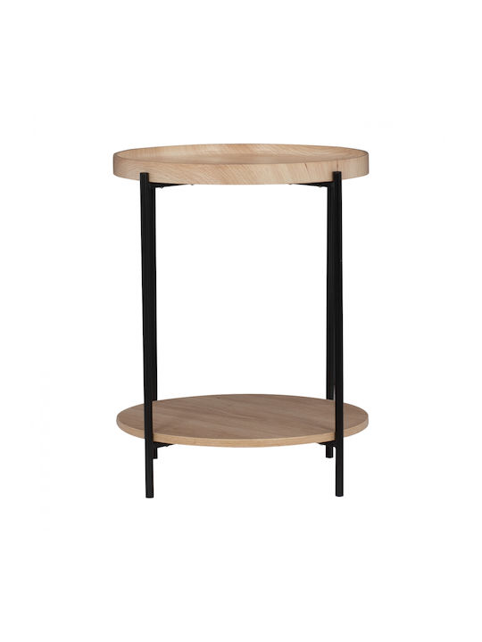 Round Side Table Wooden Natural / Black L40xW40xH52cm.