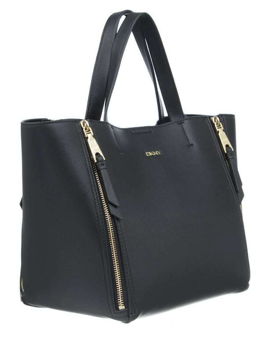 DKNY Zoey R14AKQ67 Δερμάτινη Γυναικεία Τσάντα Tote σε Μαύρο χρώμα