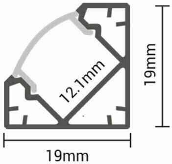 Optonica Εξωτερικό Προφίλ Αλουμινίου Ταινίας LED Γωνιακό με Οπάλ Κάλυμμα 200x1.9x1.9εκ.