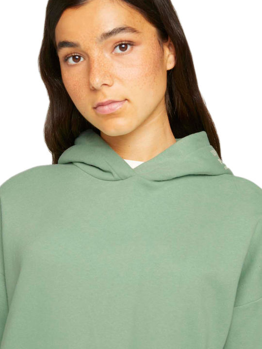 Μακρύ Γυναικείο Φούτερ με Κουκούλα Light Mint Green
