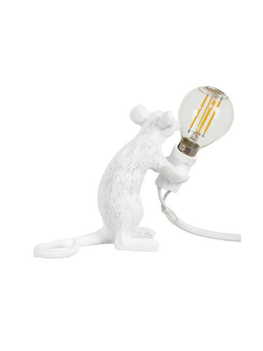 GloboStar Mouse Dekorative Lampe Abbildung mit Fassung für Lampe E12 Weiß