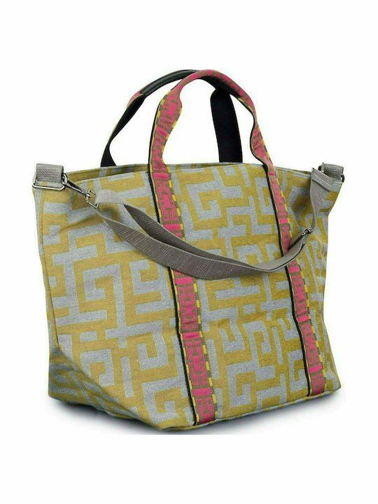 Theros Leather Women's Bag Shopper Yellow