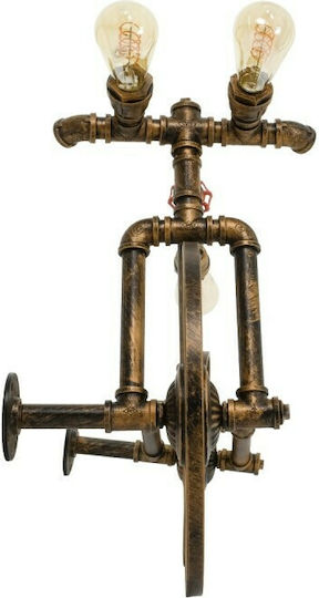 GloboStar Swiftwalker Vintage Leuchte Wand mit Fassung E27 Bronze 85x29.5x55cm