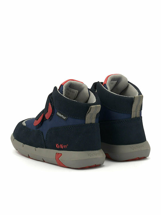 Junibo Παιδικά Sneakers High Ανατομικά με Σκρατς Navy Μπλε