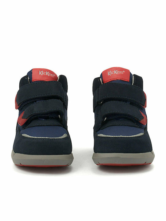 Junibo Παιδικά Sneakers High Ανατομικά με Σκρατς Navy Μπλε