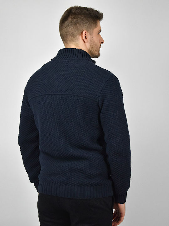 Sportswear 2063 Men's Knitted Cardigan with Zipper Navy Blue