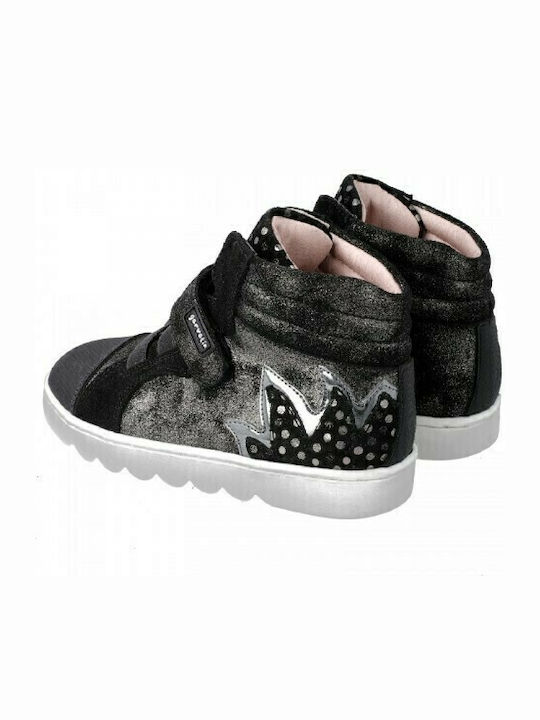 Παιδικά Sneakers High Ανατομικά με Σκρατς Μαύρα