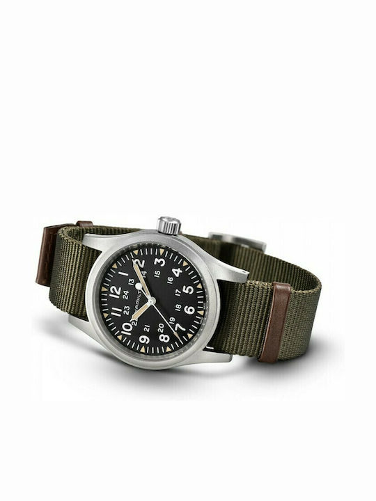 Hamilton Мъжки Часовник 38mm На Батерия С Зелен Текстилен Каишка