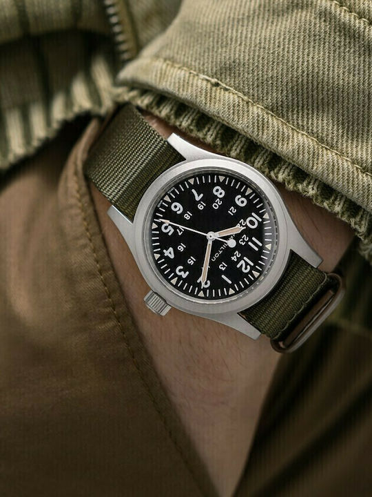 Hamilton Мъжки Часовник 38mm На Батерия С Зелен Текстилен Каишка