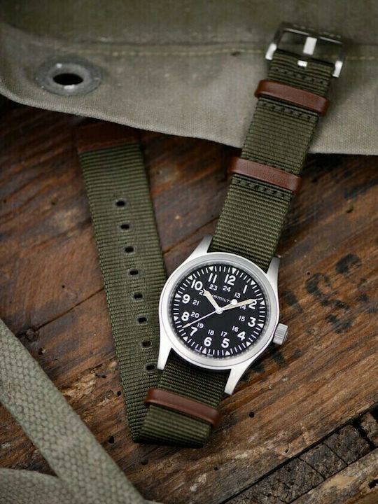 Hamilton Мъжки Часовник 38mm На Батерия С Зелен Текстилен Каишка