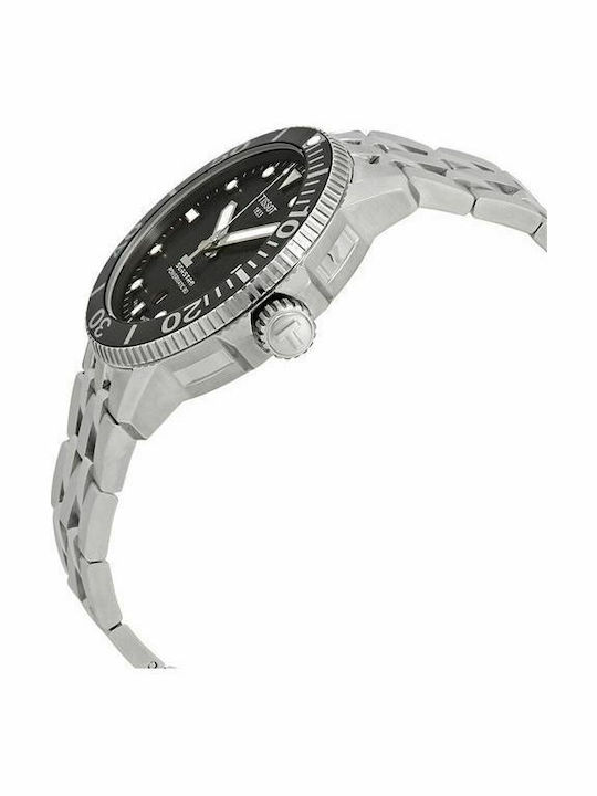 Tissot Seastar 1000 Powermatic 80 Ανδρικό Ρολόι 43mm Αυτόματο με Ασημί Μεταλλικό Μπρασελέ