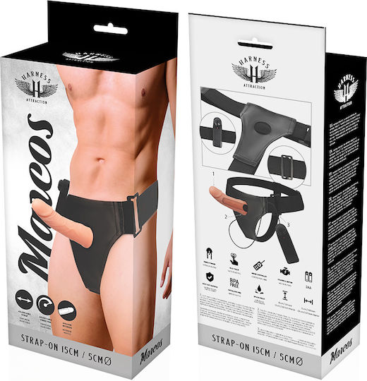 Harness Attraction Harness Attraction Marcos Harness με Dildo 15cm και Δόνηση στο χρώμα του δέρματος