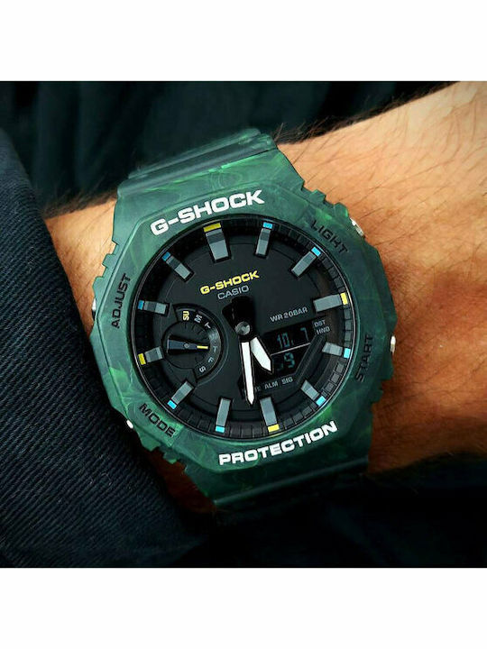 Casio G-Shock Men's Watch 45.4mm Battery with Green Rubber Strap
